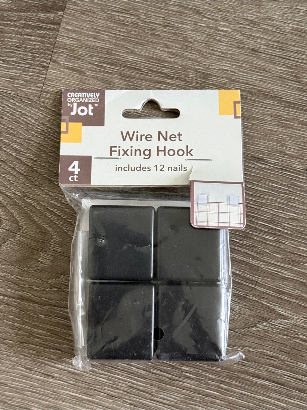 Jot Black Wire Net Fixing Hooks - 4 Count